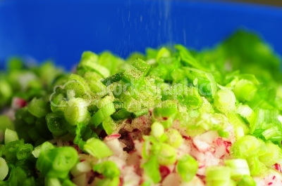 Close up of chopped onions food background