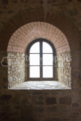 Close-up picture of a stone window