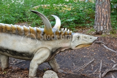 Clouse up dinosaur in Dino Parc in Rasnov, Romania