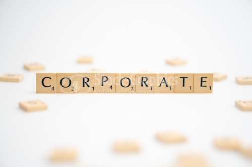 CORPORATE word written on white background. CORPORATE text on white