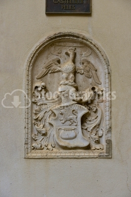 Detail of the Peles Castle, a Neo-Renaissance castle in the Carp