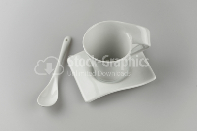 Empty white cup - Stock Image