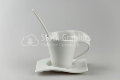 Empty white cup - Stock Image