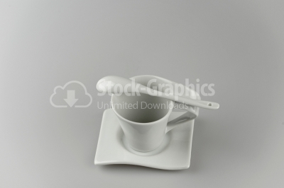 Empty white cup photo - Stock Image