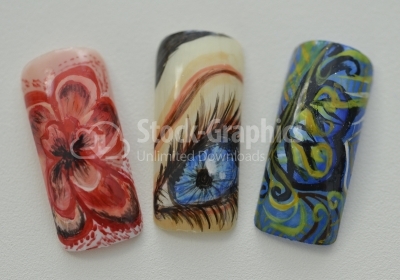 Fake nails painted manually