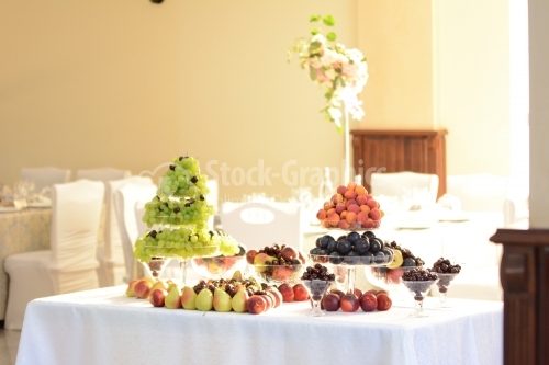 Festive table with fruits