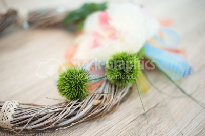 Floral ornaments on wood background