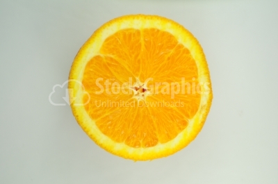 Fresh half orange on white background