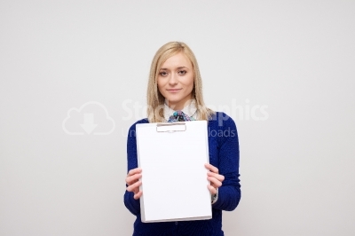 Girl with white clipboard