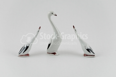 Goose porcelain figurine on white background