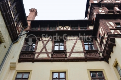 Interior courtyard. Beautiful paintings on the walls