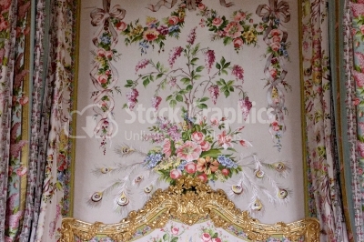 Interior of royal bedroom at Chateau de Versailles (Palace of V