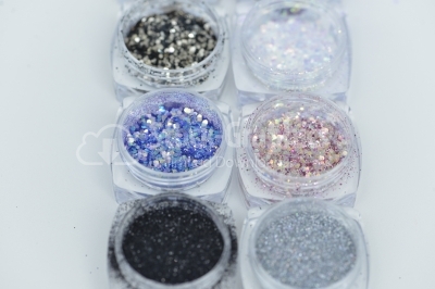 Jars of glitter for nail decoration