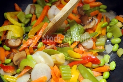 Many vegetables in the pan