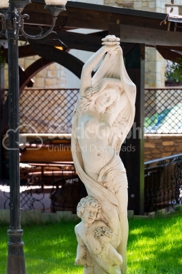 Marble statue in an ornamental garden