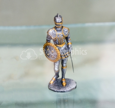 Medieval knight wearing a helmet