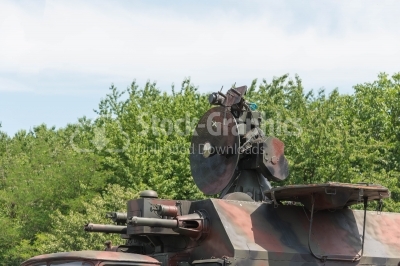 Old, historical tank front view
