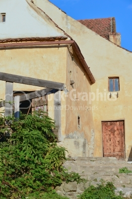 Old houses inside medieval castle