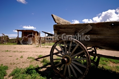 Old wagon in foreground