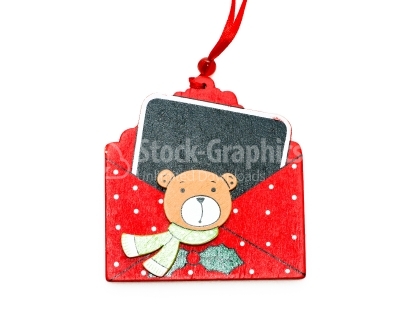 Open envelope and greeting card with a bear