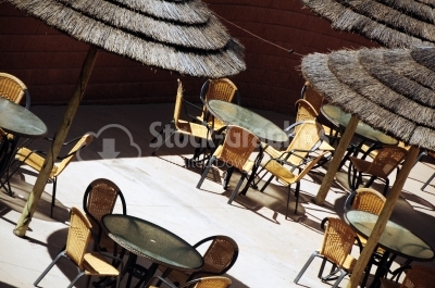 Outdoor restaurant at the beach 