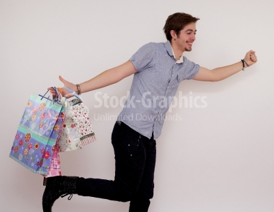 Picture of handsome with shopping bags.