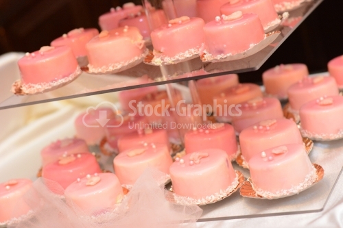 Pink puddings from a candy bar