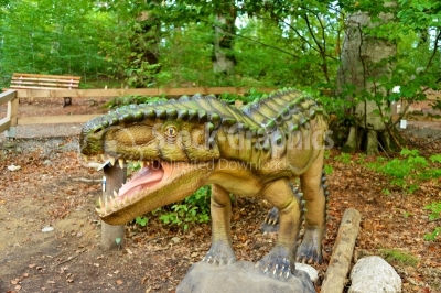 Plastic dinosaur in Dino Parc in Rasnov, Romania
