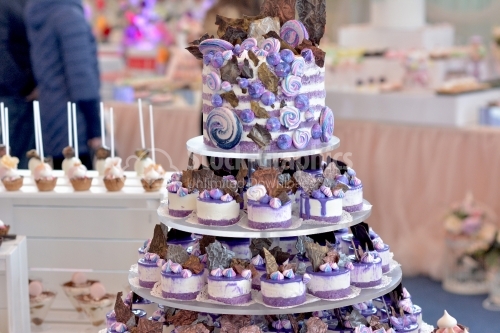 Pyramid with beautiful purple cookies