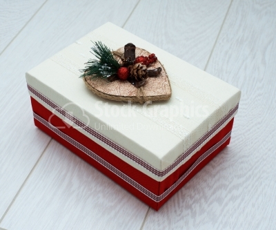 Red and white Christmas gift box