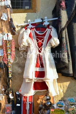 Romanian traditional clothes for sale at market