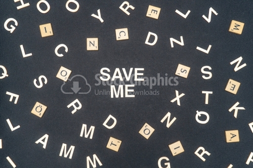 SAVE ME word written on dark paper background. SAVE ME text for your concepts