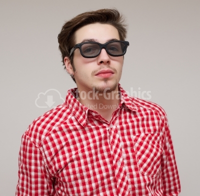 Sexy guy wearing dark glasses