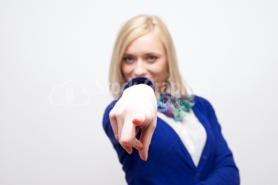 Sexy woman pointing at you