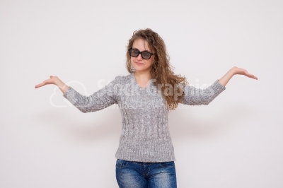 Showing woman - Stock Image