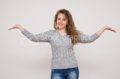 Showing woman - Stock Image