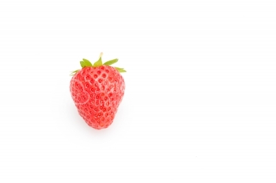 Sideways view of a ripe strawberry