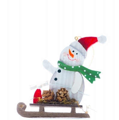 Snowman on sleigh