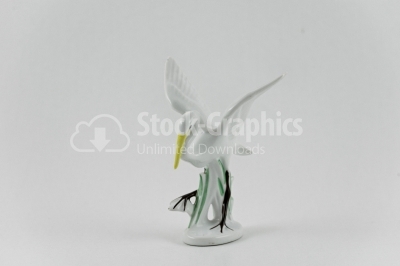 Stork porcelain statuette on white