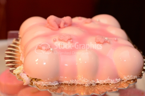 Strawberry pudding cake especially for european christening