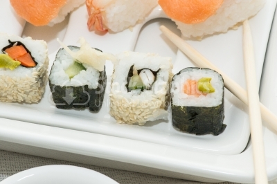 Sushi plate close up