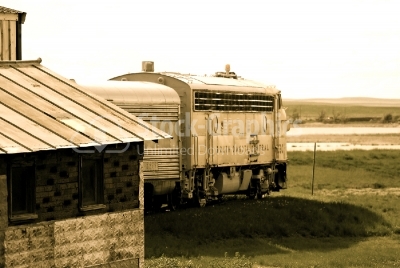 Train in old village