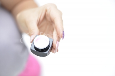 Uv Rose gel opened held in the palm