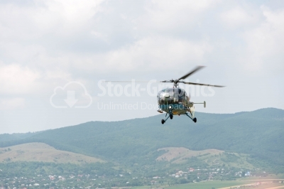 View of a helicopter flying 
