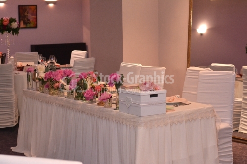 Wedding decorations placed on a table