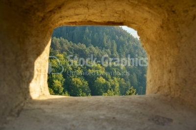 Window in a fortress from roznov castel
