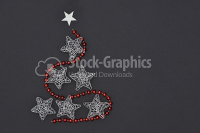 Wireframe Sparkly Silver Stars Arranged as a Christmas Tree with