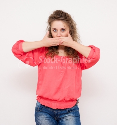 Woman covering mouth