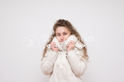 Woman feeling cold in winter