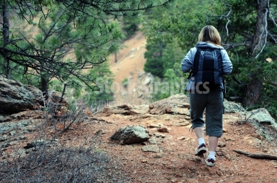 Woman traveler with backpack